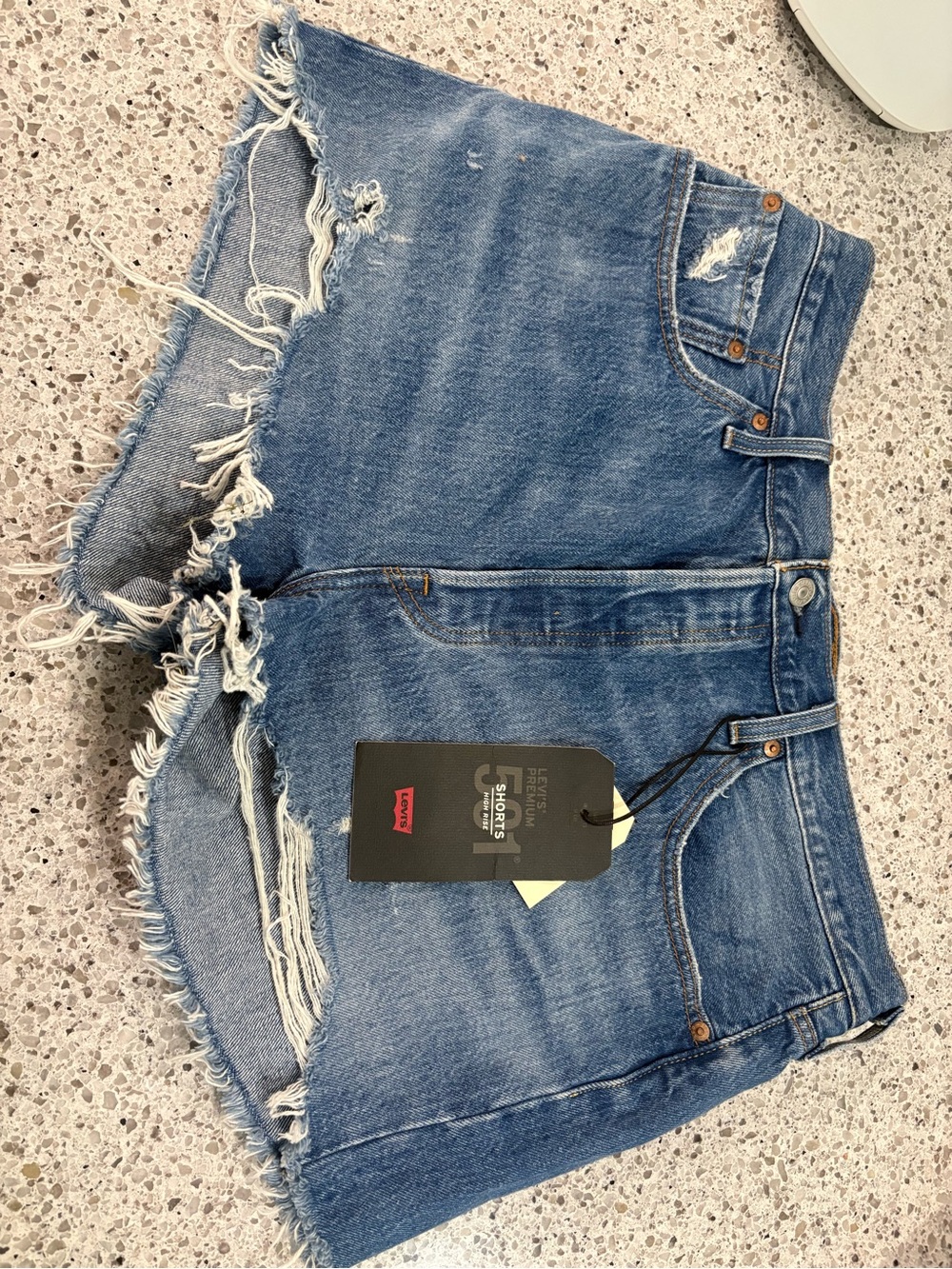 NWT Levi's Women’s Blue Distressed Denim 501 Cutoff Shorts